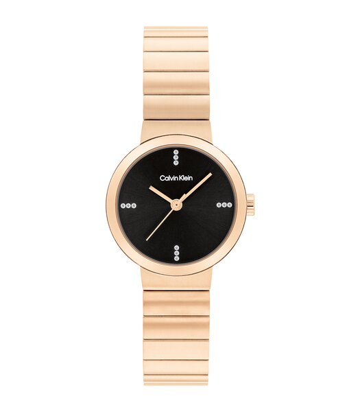 Horloge CALVIN KLEIN WATCHES CK PRECISE Dames 25200417 Analoog Behuizing MINERAAL Zwart Bracelette Staal Roségoudkleurig Boucle déployante Etanchéitei