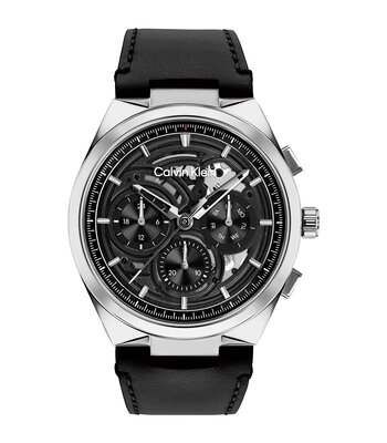 Montre CALVIN KLEIN WATCHES DISTINGUISH Homme 25200575 Analogique Cadran Minéral Noir Bracelet Cuir Noir Etanchéité 3 ATM