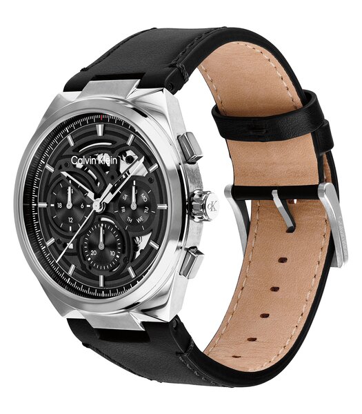 Horloge CALVIN KLEIN WATCHES DISTINGUISH Heren 25200575 Analoog Behuizing Mineraal Zwart Bracelette Leer Zwart Etanchéiteiten 3 ATM