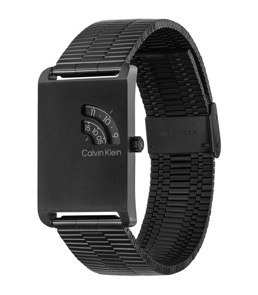 Horloge CALVIN KLEIN WATCHES DAPPER Heren 25200589 Analoog Behuizing Mineraal Zwart Bracelette Roestvrij staal Zwart Etanchéiteiten 3 ATM
