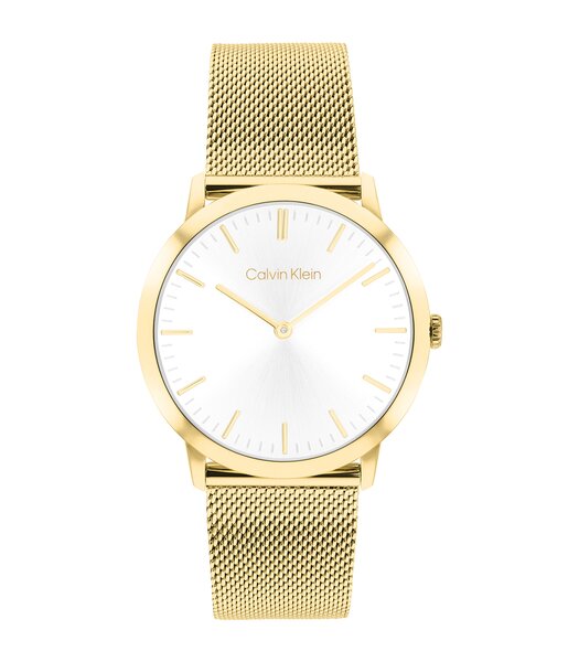 Horloge CALVIN KLEIN WATCHES EXCEPTIONAL Heren 25200602 Analoog Behuizing Mineraal Wit Armband Roestvrij staal Staal / geel goud Waterdichtheid 3 ATM
