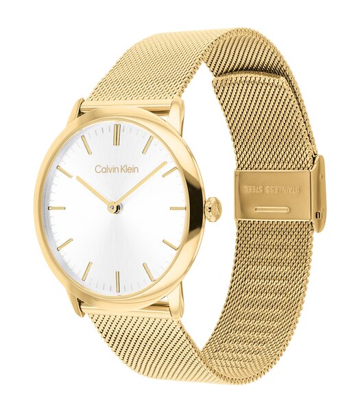 Horloge CALVIN KLEIN WATCHES EXCEPTIONAL Heren 25200602 Analoog Behuizing Mineraal Wit Armband Roestvrij staal Staal / geel goud Waterdichtheid 3 ATM