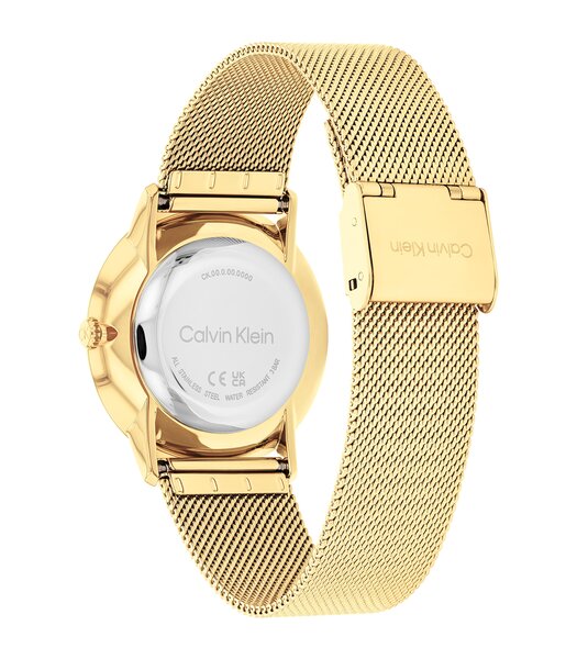 Montre CALVIN KLEIN WATCHES EXCEPTIONAL Femme 25300003 Analogue Cadran MINERAL Gris Bracelet Acier Or jaune Boucle déployante Etanchéité 3BAR