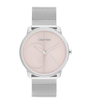 Horloge CALVIN KLEIN WATCHES CK ICONIC Dames 25300015 Analoog Behuizing MINERAAL Roze Bracelette Roestvrij staal Staal Etanchéiteiten 3BAR