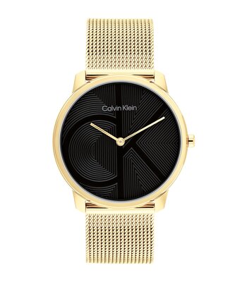 Horloge CALVIN KLEIN WATCHES CK ICONIC Dames 25300016 Analoog Behuizing MINERAAL Zwart Bracelette Staal Geelgoudkleurig Etanchéiteiten 3BAR