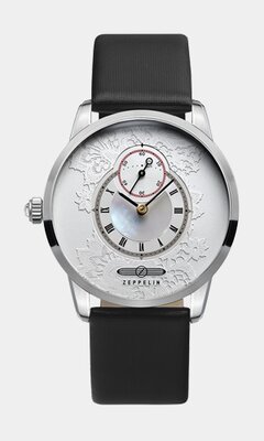 Montre ZEPPELIN VIKTORIA LADY Femme 7335-1 Analogue Cadran MINERAL Acier Bracelet Cuir Noir Etanchéité 5BAR