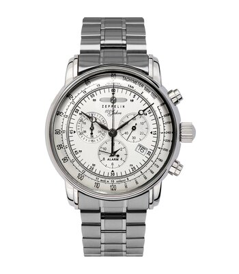 Horloge ZEPPELIN 100 JAHRE ZEPPELIN Heren 7680MB-1 Analoog Behuizing MINERAAL Zilverkleurig Bracelette Roestvrij staal Zilverkleurig Etanchéiteiten 5B