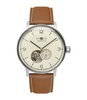 Horloge ZEPPELIN HINDENBURG OPEN HEART Heren 8066-5n Analoog Behuizing MINERAAL Beige Bracelette Leer Bruin Boucle ardillon Etanchéiteiten 5BAR