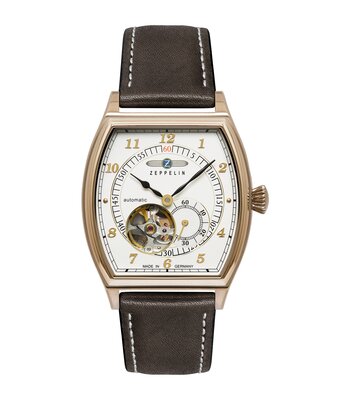 Montre ZEPPELIN METROPOLIS Homme 8362-5 Analogue Cadran MINERAL Blanc Bracelet Cuir Brun Etanchéité 5BAR