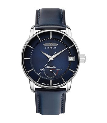 Horloge ZEPPELIN ATLANTIC Heren 8416-3 Analoog Behuizing MINERAAL Blauw Bracelette Leer Blauw Boucle ardillon Etanchéiteiten 5BAR