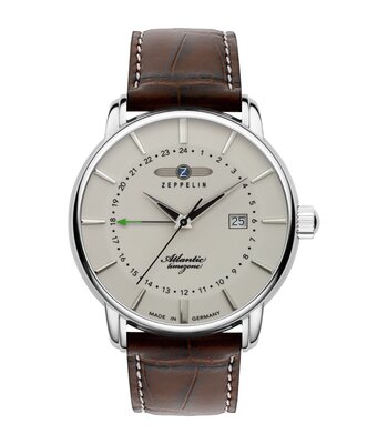 Horloge ZEPPELIN ATLANTIC Heren 8442-5 Analoog Behuizing Mineraal Beige Bracelette Leer Bruin Boucle ardillon Etanchéiteiten 5 BAR