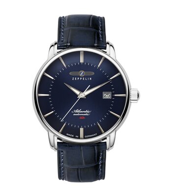 Horloge ZEPPELIN ATLANTIC Heren 8460-3 Analoog Behuizing MINERAAL Blauw Bracelette Leer Blauw Etanchéiteiten 5BAR