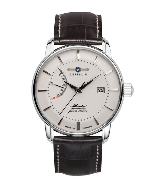 Horloge ZEPPELIN ATLANTIC Heren 8462-5 Analoog Behuizing MINERAAL Beige Bracelette Leer Bruin Boucle ardillon Etanchéiteiten 5ATM