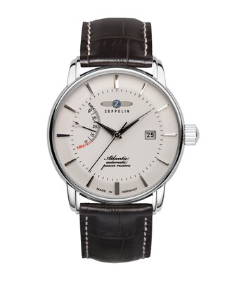Horloge ZEPPELIN ATLANTIC Heren 8462-5 Analoog Behuizing MINERAAL Beige Bracelette Leer Bruin Boucle ardillon Etanchéiteiten 5ATM