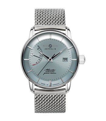 Horloge ZEPPELIN ATLANTIC Heren 8462M-6 Analoog Behuizing MINERAAL Blauw Bracelette Roestvrij staal Zilverkleurig Etanchéiteiten 5BAR