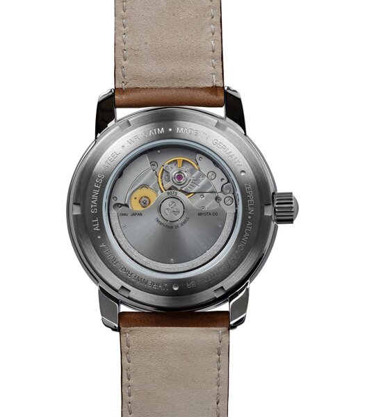 Horloge ZEPPELIN ATLANTIC Heren 8468-5 Analoog Behuizing MINERAAL Beige Bracelette Leer Bruin Etanchéiteiten 5BAR