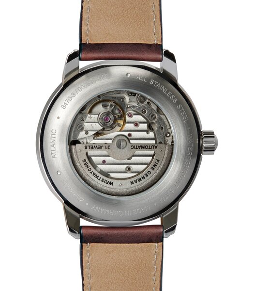 Horloge ZEPPELIN ATLANTIC Heren 8470-3 Analoog Behuizing MINERAAL Blauw Bracelette Leer Camel Boucle ardillon Etanchéiteiten 5ATM