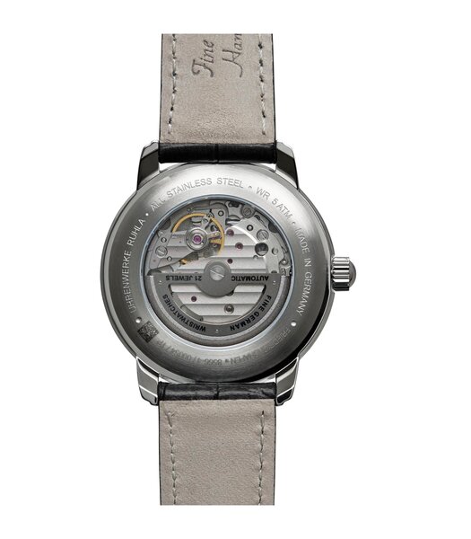 Montre ZEPPELIN FRIEDRICHSHAFEN Homme 8566-4 Analogue Cadran MINERAL Argenté Bracelet Cuir Noir Etanchéité 5BAR