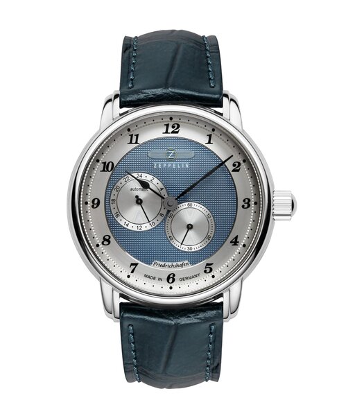 Horloge ZEPPELIN FRIEDRICHSHAFEN Heren 8568-3 Analoog Behuizing MINERAAL Blauw Bracelette Leer Blauw Etanchéiteiten 5BAR