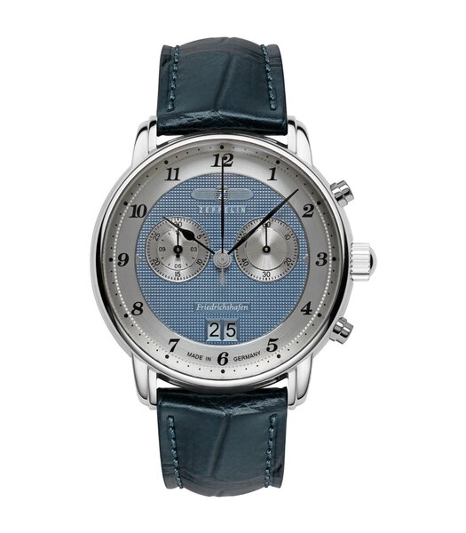 Horloge ZEPPELIN FRIEDRICHSHAFEN Heren 8584-3 Analoog Behuizing MINERAAL Blauw Bracelette Leer Blauw Etanchéiteiten 5BAR