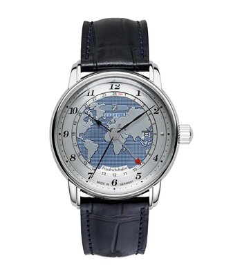 Horloge ZEPPELIN FRIEDRICHSHAFEN Heren 8596-3 Analoog Behuizing MINERAAL Blauw Bracelette Leer Blauw Etanchéiteiten 5BAR