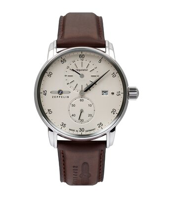 Montre ZEPPELIN NEW CAPTAIN'S LINE Homme 8622-5 Analogue Cadran Saphir Beige Bracelet Cuir Brun Boucle ardillon Etanchéité 5ATM