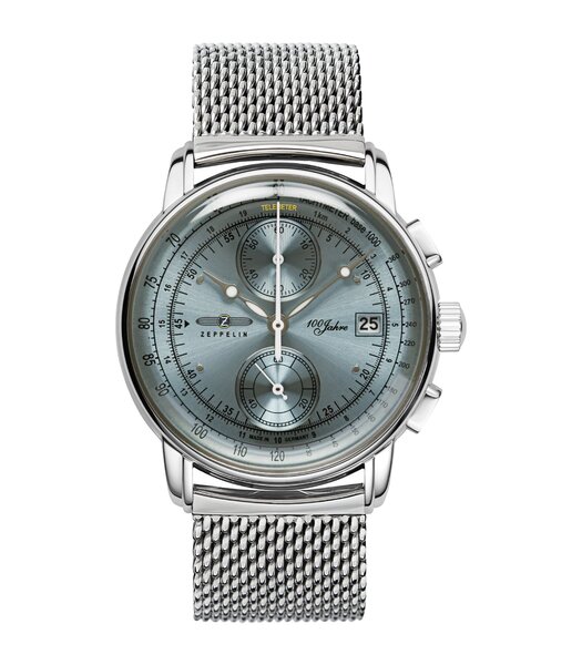 Horloge ZEPPELIN 100 JAHRE ZEPPELIN Heren 8670M-4 Analoog Behuizing MINERAAL Blauw Bracelette Roestvrij staal Zilverkleurig Boucle déployante Etanchéi