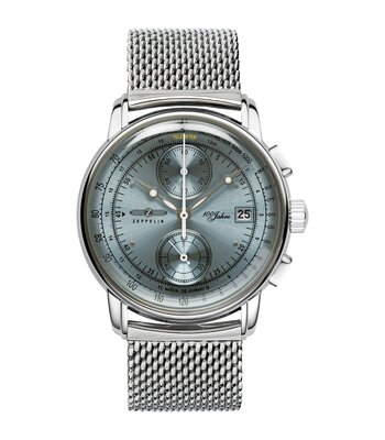 Horloge ZEPPELIN 100 JAHRE ZEPPELIN Heren 8670M-4 Analoog Behuizing MINERAAL Blauw Bracelette Roestvrij staal Zilverkleurig Boucle déployante Etanchéi