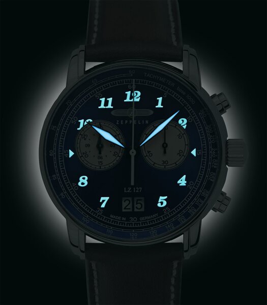 Montre ZEPPELIN LZ127 GRAF ZEPPELIN Homme 8684-3 Analogue Cadran MINERAL Bleu Bracelet Cuir Brun Boucle déployante Etanchéité 5BAR