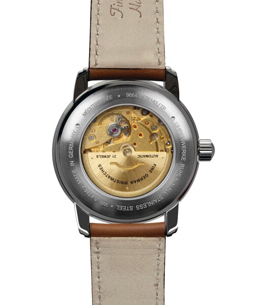 Montre ZEPPELIN MEDITERRANEE Homme 9664-5 Analogue Cadran MINERAL Beige Bracelet Cuir Brun Boucle déployante Etanchéité 5BAR