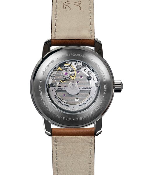 Horloge ZEPPELIN MEDITERRANEE Heren 9666-5 Analoog Behuizing MINERAAL Beige Bracelette Leer Bruin Boucle déployante Etanchéiteiten 5BAR
