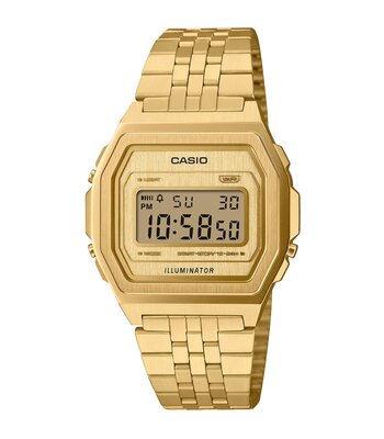 Montre CASIO CASIO COLLECTION RETRO Unisexe A1000G-9EF Digital Cadran Minéral Or Bracelet Acier Or Clip / clasp