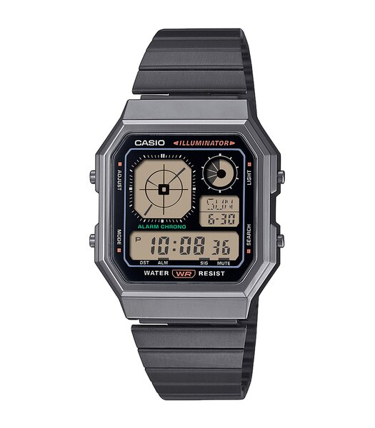 Montre CASIO CASIO COLLECTION RETRO Homme A130WEGG-1AEF Digital Cadran Acrylique Noir Bracelet Acier inoxydable Gunmetal