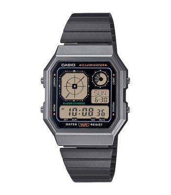 Montre CASIO CASIO COLLECTION RETRO Homme A130WEGG-1AEF Digital Cadran Acrylique Noir Bracelet Acier inoxydable Gunmetal