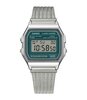 Horloge CASIO CASIO COLLECTION RETRO Heren A158WEM-3EF Digitaal Behuizing GEPOLIJST Groen Bracelette Roestvrij staal Zilverkleurig