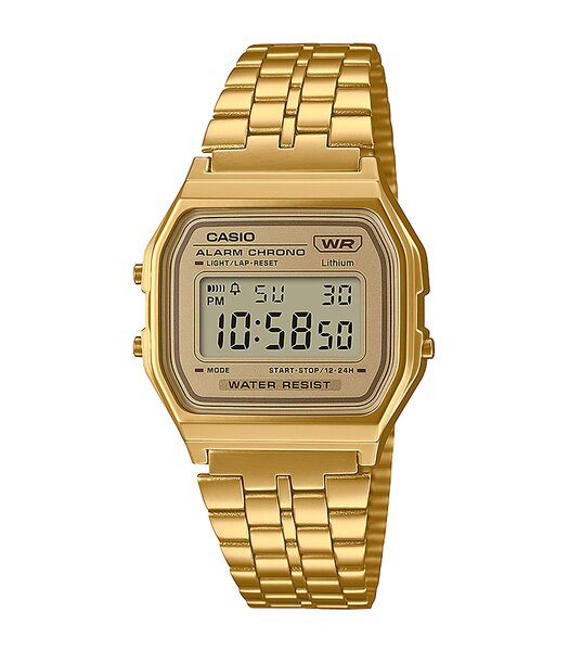 Horloge CASIO CASIO COLLECTION RETRO Unisex A158WETG-9AEF Digitaal Behuizing Acryl Goud Armband Roestvrij staal Goud Verstelbare sluiting