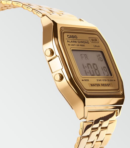 Horloge CASIO CASIO COLLECTION RETRO Unisex A158WETG-9AEF Digitaal Behuizing Acryl Goud Armband Roestvrij staal Goud Verstelbare sluiting