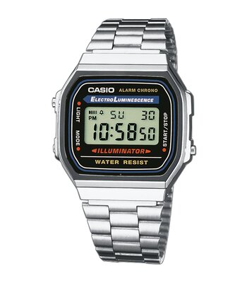 Montre CASIO CASIO COLLECTION RETRO Unisexe A168WA-1YES Digital Cadran Acrylique Noir Bracelet Acier inoxydable Acier Clip / clasp