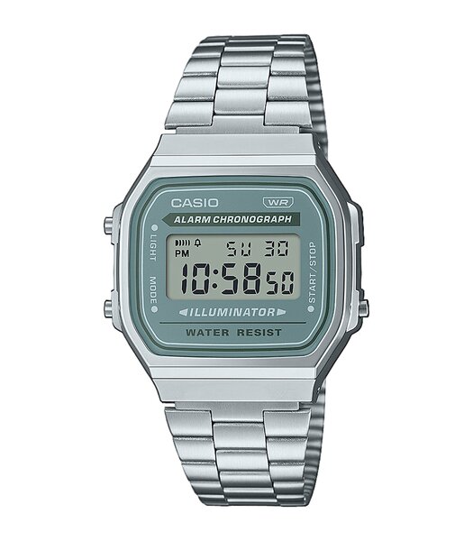 Horloge CASIO CASIO COLLECTION RETRO Unisex A168WA-3AYES Digitaal Behuizing Acryl Blauw Bracelette Roestvrij staal Zilverkleurig Boucle déployante Eta