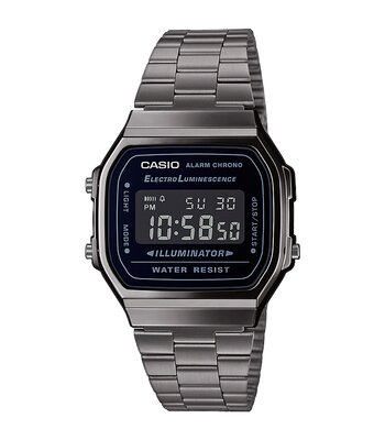 Montre CASIO CASIO COLLECTION RETRO Homme A168WEGG-1BEF Digital Cadran Acrylique Noir Bracelet Acier inoxydable Gunmetal Clip / clasp