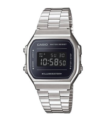 Montre CASIO CASIO COLLECTION RETRO Homme A168WEM-1EF Digital Cadran MINERAL Noir Bracelet Acier inoxydable Acier Clip / clasp