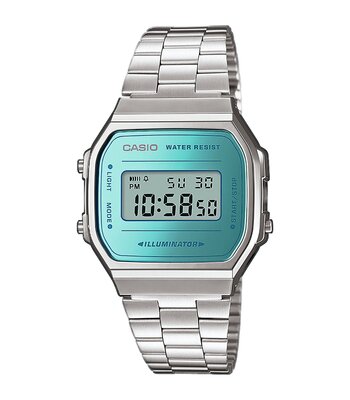 Montre CASIO CASIO COLLECTION RETRO Homme A168WEM-2EF Digital Cadran Minéral Bleu Bracelet Acier inoxydable Acier Fermeture réglable