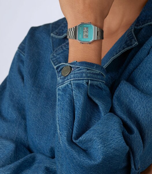 Montre CASIO CASIO COLLECTION RETRO Homme A168WEM-2EF Digital Cadran Minéral Bleu Bracelet Acier inoxydable Acier Fermeture réglable