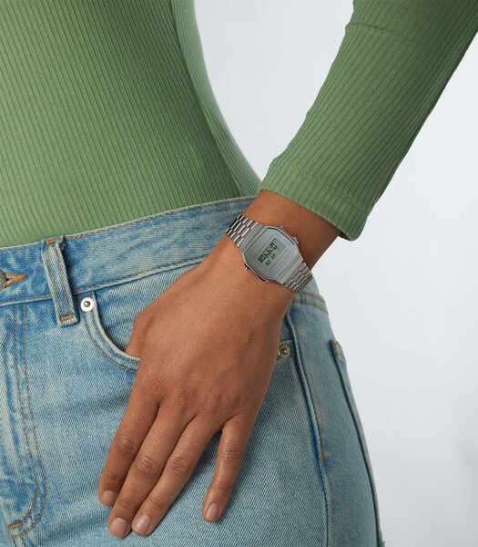 Horloge CASIO CASIO COLLECTION RETRO Heren A168WEM-7EF Digitaal Behuizing MINERAAL Grijs Bracelette Roestvrij staal Staal Clip / clasp