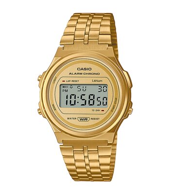 Montre CASIO CASIO COLLECTION RETRO Unisexe A171WEG-9AEF Digital Cadran Acrylique Or Bracelet Acier inoxydable Or Fermeture réglable
