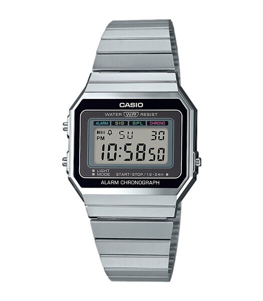 Horloge CASIO CASIO COLLECTION RETRO Heren A700WE-1AEF Digitaal Behuizing Acryl Zwart Bracelette Roestvrij staal Staal Clip / clasp Etanchéiteiten 3 A