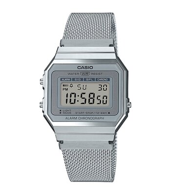 Montre CASIO CASIO COLLECTION RETRO Homme A700WEM-7AEF Digital Cadran Acrylique Gris Bracelet Milanais Acier Clip / clasp