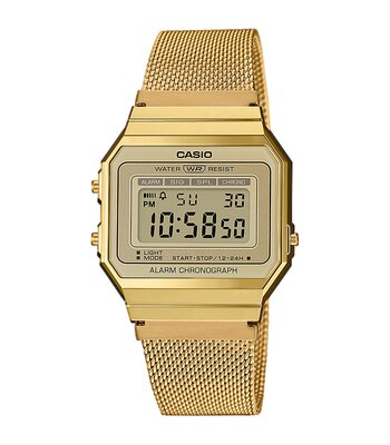 Montre CASIO CASIO COLLECTION RETRO Homme A700WEMG-9AEF Digital Cadran Acrylique Or jaune Bracelet Milanais Or jaune Clip / clasp