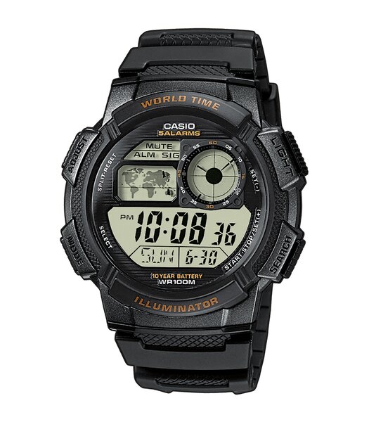 Horloge CASIO CASIO COLLECTION Heren AE-1000W-1AVEF Digitaal Behuizing Acryl Zwart Bracelette HARS Zwart Boucle ardillon Etanchéiteiten 10BAR