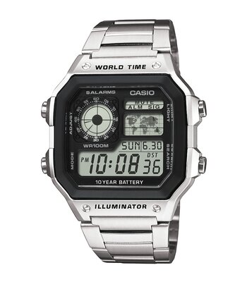 Montre CASIO CASIO COLLECTION AE-1200WHD-1AVEF Digital Cadran Acrylique Noir Bracelet Acier inoxydable Acier BOUCLE DEPLOYANTE Etanchéité 10BAR